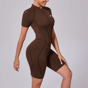 SculptFit Zip-Up Bodysuit Brown