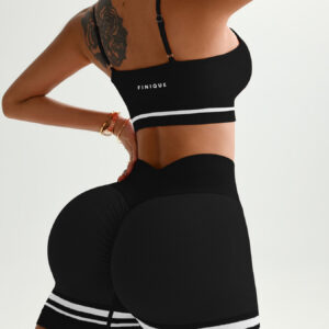 SculptFit Ribbed Set – Black & White Striped Edition
