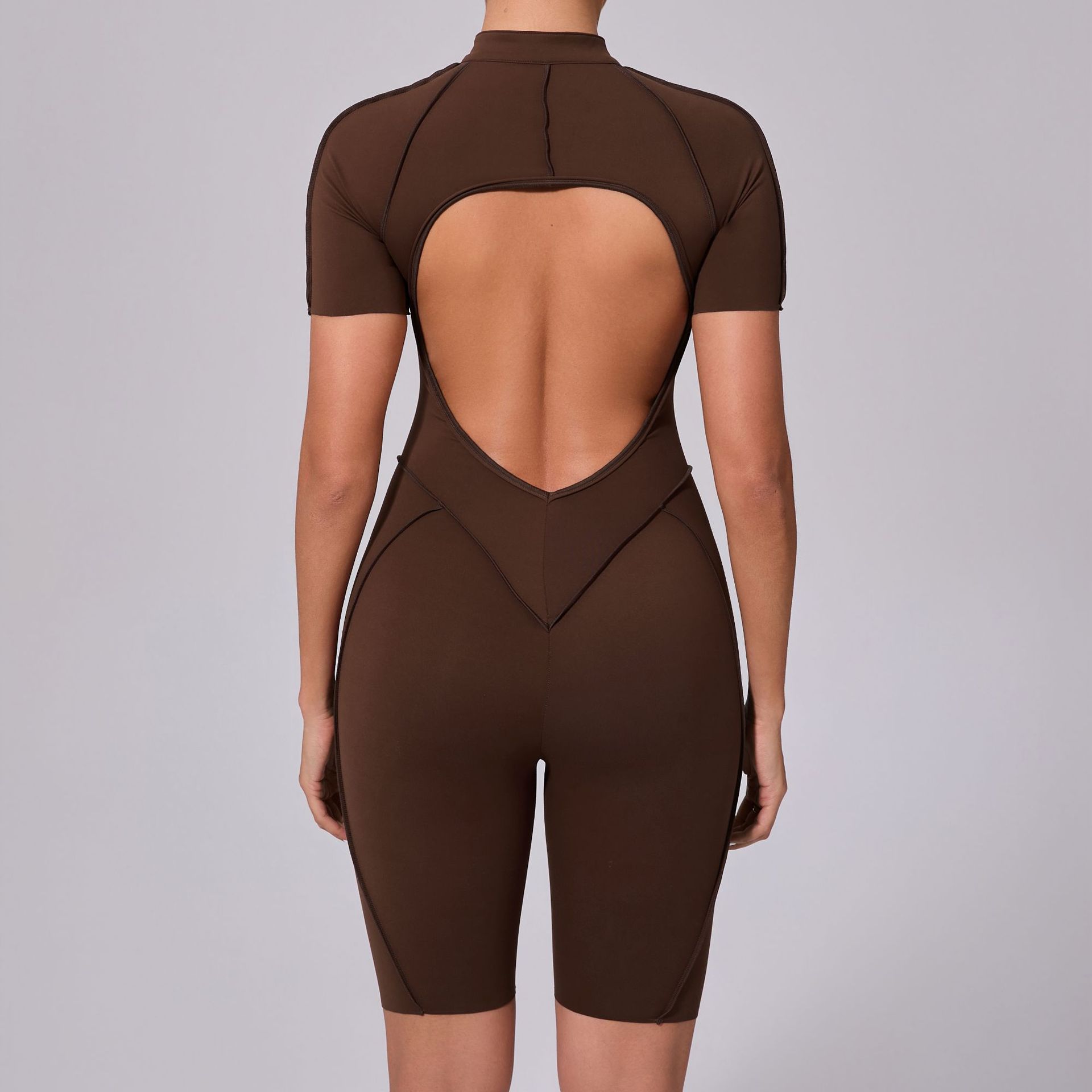 SculptFit Zip-Up Bodysuit Brown