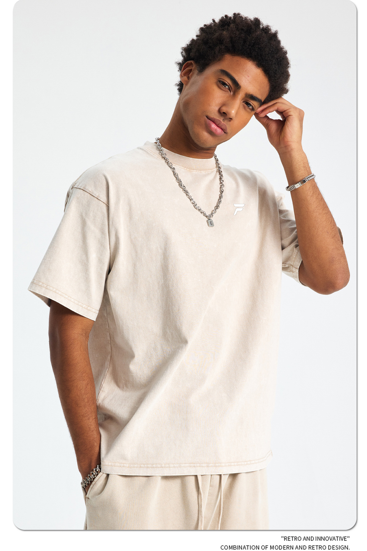 Core Ease – Oversized Unisex Set Beige - Image 3