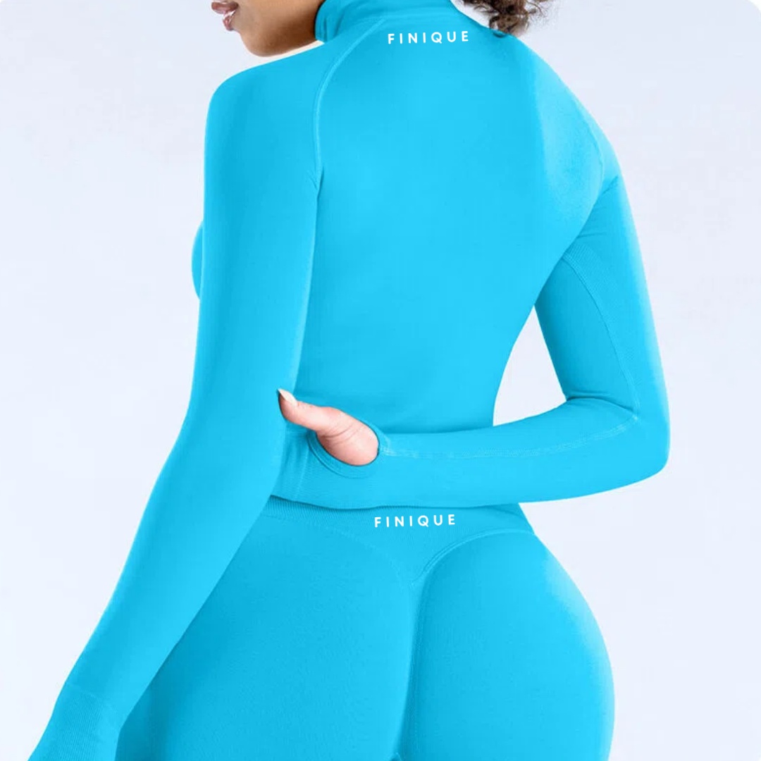 Sleek Motion – Long Sleeve Zip Light Blue - Image 2